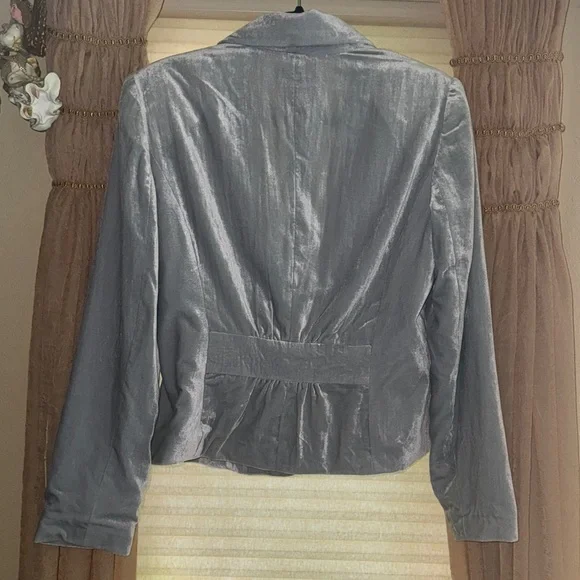 Elegant Silver Velvet Blazer - Picture 5 of 6